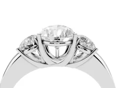 Pear Cut Diamond Three-Stone Ring Set in White gold with Bold Center and Classic Band