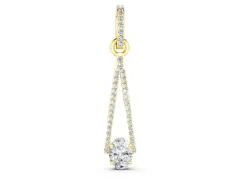 Round Diamond Pavé Triangle Pendant Set in Yellow gold with V-Prong Center