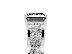Fancy Black Princess Cut Diamond Pavé Engagement Ring Set in White gold with Prong Setting