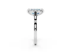 Fancy Blue Emerald Cut Diamond Cluster Halo Solitaire Ring Set in Platinum with Prong Setting