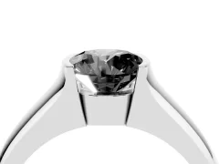 Fancy Black Round Cut Diamond Bezel Solitaire Ring Set in White gold with Wide Band