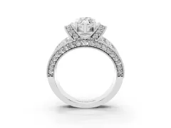 Marquise Cut Diamond Milgrain Halo Pavé Engagement Ring Set in Silver with Prong Setting