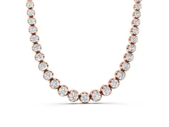 Round Diamond Tennis Necklace Set in Rose gold with Bezel and Prong Setting