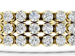 Round Diamond Three-Row Tennis Bracelet Set in Yellow gold with Bezel Setting