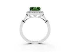 Fancy Green Asscher Cut Diamond Halo Engagement Ring Set in Silver with Twisted Band and Prong Setting