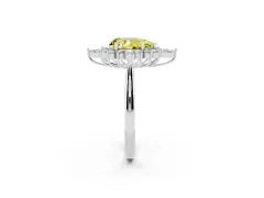 Fancy Yellow Pear Cut Diamond Cluster Halo Ring Set in Silver with Marquise and Round Accents