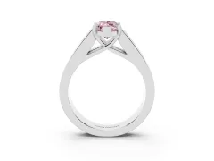 Fancy Pink Marquise Cut Diamond Solitaire Ring Set in Silver with Channel-Set Accent Stones and Prong Setting