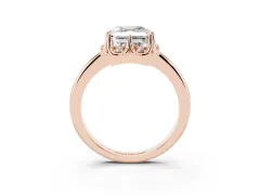 Asscher Cut Diamond Round Cluster Halo Ring Set in Rose gold with Solitaire Band and Prong Setting