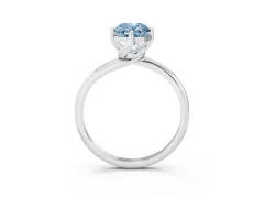 Fancy Blue Oval Cut Diamond Solitaire Engagement Ring Set in Silver with Classic Plain Band