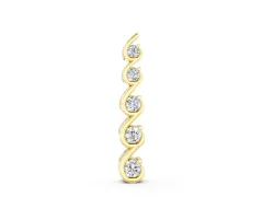 Round Diamond S-Curve Pendant Set in Yellow gold with Five Prong-Set Stones