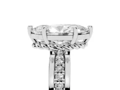 Marquise Cut Diamond Solitaire Ring Set in Silver with Channel Set Band and Prong Setting