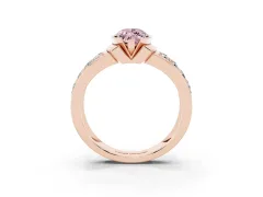 Fancy Pink Marquise Cut Diamond Wide Channel Set Band Ring Set in Rose gold with Bezel Setting