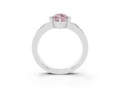 Fancy Pink Marquise Cut Diamond Channel-Set Band Ring Set in White gold with Bezel Prong Setting