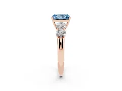 Fancy Blue Radiant Cut Diamond Five-Stone Prong Set Ring Set in Rose gold with Classic Band