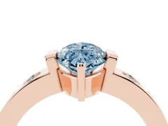 Fancy Blue Marquise Cut Diamond Channel-Set Band Ring Set in Rose gold with Bezel Prong Setting