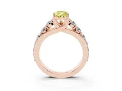 Fancy Yellow Pear Cut Diamond Pavé Engagement Ring Set in Rose gold with Prong Setting