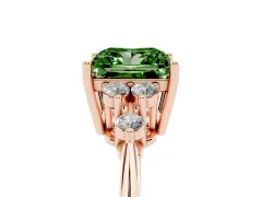 Fancy Green Princess Cut Diamond Cluster Ring Set in Rose gold with Plain Band and Prong Setting