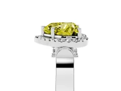 Fancy Yellow Heart Cut Diamond Halo Ring Set in Platinum with Twist Band and Pavé Accents