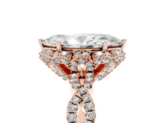 Marquise Cut Diamond Halo Twist Band Solitaire Ring Set in Rose gold with Prong-Set Center Stone