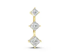 Three-Stone Princess Cut Diamond Pendant Set in Yellow gold with Four-Prong Setting