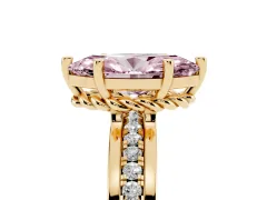 Fancy Pink Marquise Cut Diamond Solitaire Ring Set in Yellow gold with Channel Set Band and Prong Setting
