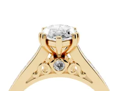 Marquise Cut Diamond Channel Set Solitaire Engagement Ring Set in Yellow gold with Prong Setting
