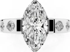 Marquise Cut Diamond Channel-Set Band Ring Set in Silver with Bezel Prong Setting