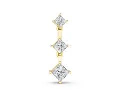 Triple Princess Cut Drop Pendant Set in Yellow gold with Four-Prong Setting