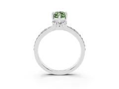 Fancy Green Marquise Cut Diamond Solitaire Ring Set in White gold with Channel Set Band and Prong Setting