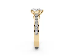 Pear Cut Diamond Channel Set Solitaire Engagement Ring Set in Yellow gold with Prong Setting