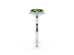 Fancy Green Princess Cut Diamond Halo Engagement Ring Set in Silver with Pavé Band and Rising Shoulders