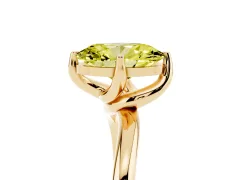 Fancy Yellow Oval Cut Diamond Solitaire Engagement Ring Set in Yellow gold with Classic Plain Band
