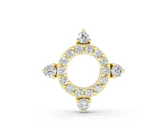 Round Diamond Open Halo Pendant Set in Yellow gold with Four-Prong Setting