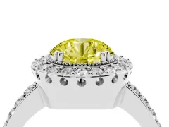 Fancy Yellow Round Cut Diamond Halo Ring Set in Silver with Pavé Shank and Prong Setting
