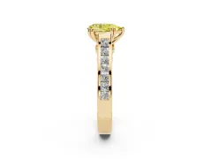 Fancy Yellow Pear Cut Diamond Channel Set Solitaire Engagement Ring Set in Yellow gold with Prong Setting
