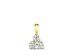 Triangular Cluster Round Diamond Pendant Set in Yellow gold with Prong Setting