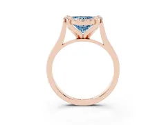 Fancy Blue Heart Cut Diamond Cluster Halo Solitaire Ring Set in Rose gold with Prong Setting
