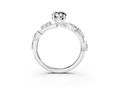 Fancy Black Pear Cut Diamond Solitaire Ring Set in Platinum with Twisted Marquise Accent Band