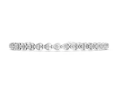 Heart Shape Diamond Tennis Bracelet Set in Silver with Channel and Four-Prong Setting