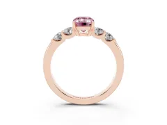 Fancy Pink Emerald Cut Diamond Five-Stone Prong Set Engagement Ring Set in Rose gold with Channel Band
