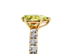 Fancy Yellow Pear Cut Diamond Pavé Solitaire Engagement Ring Set in Yellow gold with Prong Setting