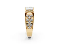 Princess Cut Diamond Milgrain Halo Pavé Engagement Ring Set in Yellow gold with Prong Setting