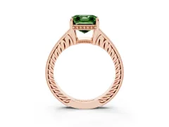 Fancy Green Asscher Cut Diamond Solitaire Pavé Milgrain Engagement Ring Set in Rose gold with Prong Setting