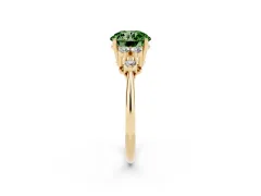 Fancy Green Round Cut Diamond Cluster Ring Set in Yellow gold with Plain Band and Prong Setting