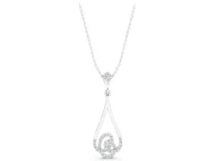 Teardrop Diamond Pavé Pendant Set in White gold with Round Brilliant Swirl
