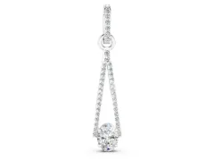 Round Diamond Pavé Triangle Pendant Set in Silver with V-Prong Center