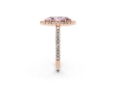 Fancy Pink Marquise Cut Diamond Pavé Halo Ring Set in Rose gold with Prong Setting