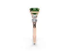 Fancy Green Asscher Cut Diamond Five-Stone Prong Set Ring Set in Rose gold with Classic Band