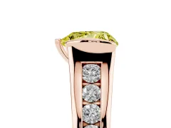 Fancy Yellow Heart Cut Diamond Bezel-Set Solitaire Ring Set in Rose gold with Channel-Set Band