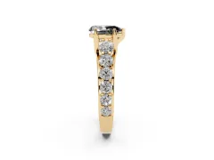 Fancy Black Pear Cut Diamond Pavé Engagement Ring Set in Yellow gold with Prong Setting
